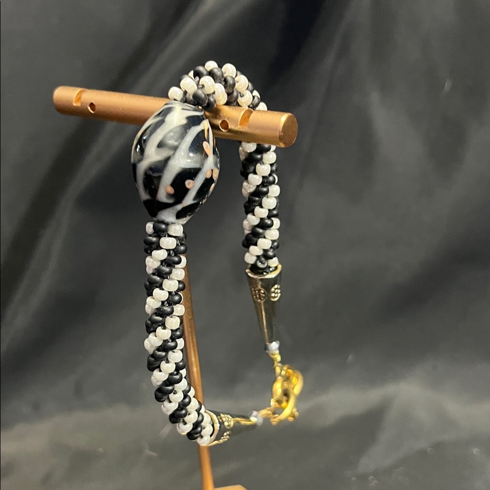Kumihimo Black and White Bracelet